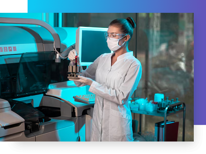 Scientist with test tubes
