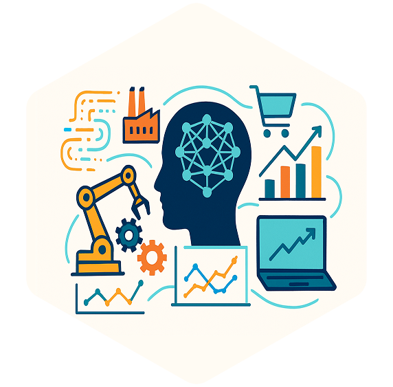 Illustration of AI and ML in business