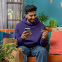 Smiling man with shopping Smiling man with shopping